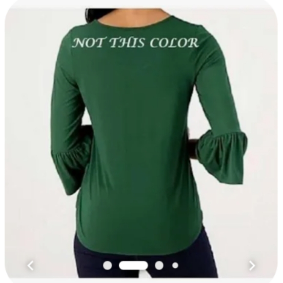 Susan Graver - QVC Jersey knit boat-neck white bell long sleeve tunic (NBW) - Picture 9 of 10